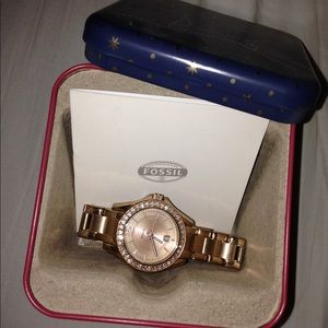 Rose gold Fossil women's watch
